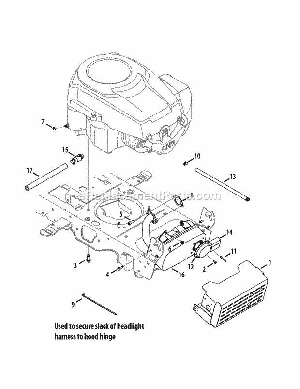 Engine Accessories Diagram and Parts List for LTX1040 (13AX90AS056, 13WX90AS009, 13WX90AS010, 13WX90) (2014) Cub Cadet Lawn Tractor